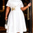 AOMEIDRESS White A Line Dress Ruffles Appliques Church Party Gowns White / L