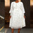 AOMEIDRESS White A Line Lace Dress O Neck Belt Church Party Gowns - White / L