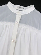 AOMEIDRESS White A Line Shirt Dresses With Waist Belt Single Breasted
