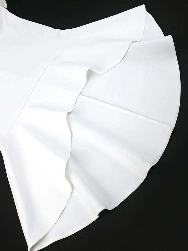 AOMEIDRESS White Bridal Gowns O Neck Asymmetrical Mermaid Dresses