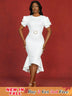 AOMEIDRESS White Bridal Gowns O Neck Asymmetrical Mermaid Dresses White / S