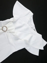 AOMEIDRESS White Bridal Shower Dress for Bride Bow Package Hip Dress