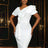 AOMEIDRESS White Bridal Shower Dress for Bride Bow Package Hip Dress White / S