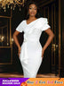 AOMEIDRESS White Bridal Shower Dress for Bride Bow Package Hip Dress White / S
