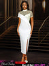 AOMEIDRESS White Bridal Shower Dress Lace Patchwork Package Hip Dress White / S