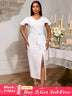 AOMEIDRESS White Bridal Shower Dresses Ruffles Slit Package Hip V Neck White / S