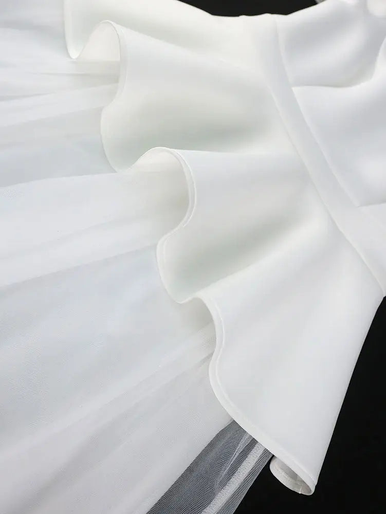 AOMEIDRESS White Bridal Shower Outfit A Line Midi tulle Dresses