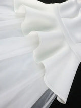 AOMEIDRESS White Bridal Shower Outfit A Line Midi tulle Dresses