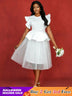 AOMEIDRESS White Bridal Shower Outfit A Line Midi tulle Dresses White / S