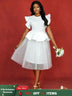 AOMEIDRESS White Bridal Shower Outfit A Line Midi tulle Dresses White / S