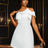AOMEIDRESS White Bridal Shower Outfit Off Shoulder A Line Mini Dress White / S
