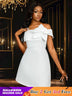 AOMEIDRESS White Bridal Shower Outfit Off Shoulder A Line Mini Dress White / S