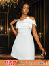 AOMEIDRESS White Bridal Shower Outfit Off Shoulder A Line Mini Dress White / S