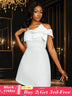 AOMEIDRESS White Bridal Shower Outfit Off Shoulder A Line Mini Dress White / S
