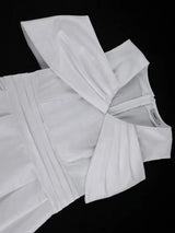 AOMEIDRESS White Bridal Shower Outfits A Line Maxi Dresses With 3D Bow