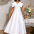 AOMEIDRESS White Bridal Shower Outfits A Line Maxi Dresses With 3D Bow White / S