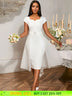 AOMEIDRESS White Bridal Shower Outfits A Line Midi Organza Dresses White / S