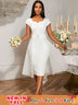 AOMEIDRESS White Bridal Shower Outfits A Line Midi Organza Dresses White / S