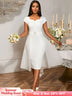 AOMEIDRESS White Bridal Shower Outfits A Line Midi Organza Dresses White / S