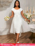 AOMEIDRESS White Bridal Shower Outfits A Line Midi Organza Dresses White / S
