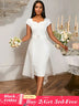 AOMEIDRESS White Bridal Shower Outfits A Line Midi Organza Dresses White / S