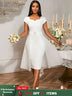 AOMEIDRESS White Bridal Shower Outfits A Line Midi Organza Dresses White / S