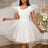 AOMEIDRESS White Bridal Shower Outfits A Line Mini Puffy Mesh Dress White / S