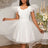 AOMEIDRESS White Bridal Shower Outfits A Line Mini Puffy Mesh Dress White / S