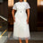 AOMEIDRESS White Bridal Shower Outfits A Line Puff Sleeve Waist Belt White / 0XL
