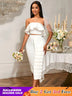 AOMEIDRESS White Bridal Shower Two Piece Set Crop Top With Midi Skirt White / S