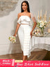 AOMEIDRESS White Bridal Shower Two Piece Set Crop Top With Midi Skirt White / S