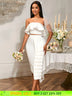 AOMEIDRESS White Bridal Shower Two Piece Set Crop Top With Midi Skirt White / S