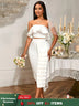 AOMEIDRESS White Bridal Shower Two Piece Set Crop Top With Midi Skirt White / S