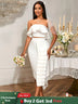 AOMEIDRESS White Bridal Shower Two Piece Set Crop Top With Midi Skirt White / S