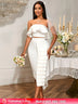 AOMEIDRESS White Bridal Shower Two Piece Set Crop Top With Midi Skirt White / S