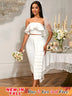 AOMEIDRESS White Bridal Shower Two Piece Set Crop Top With Midi Skirt White / S
