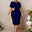 AOMEIDRESS White Elegant Midi Modest Church Dress O Neck Package Hip Navy / S