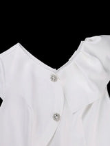 AOMEIDRESS White Irregular Bodycon Ruffles Party Church Wedding Guest