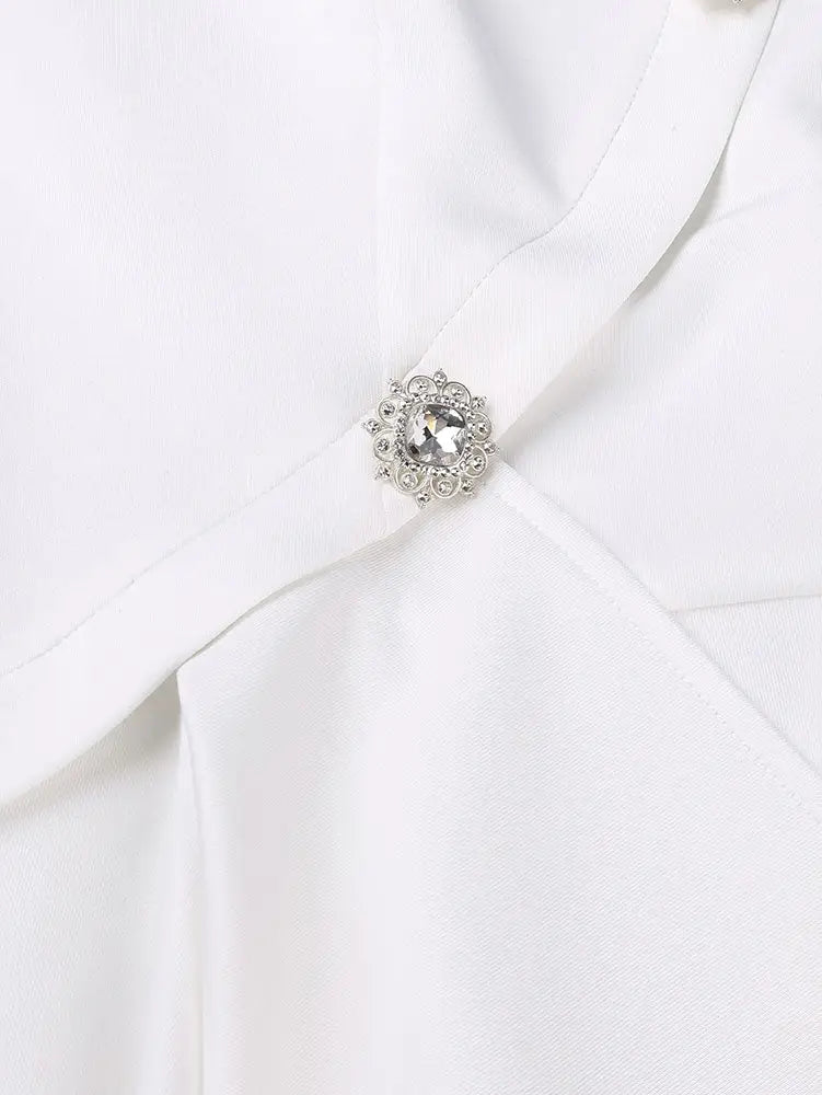 AOMEIDRESS White Irregular Bodycon Ruffles Party Church Wedding Guest