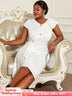 AOMEIDRESS White Irregular Bodycon Ruffles Party Church Wedding Guest White / S
