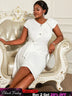 AOMEIDRESS White Irregular Bodycon Ruffles Party Church Wedding Guest White / S