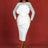 AOMEIDRESS White Lace Bridal Dress Patchwork 3D Flower Long Sleeve White / S