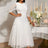 AOMEIDRESS White Lace Bridal Shower Outfit A Line Patchwork Mesh Skirt White / S