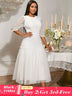 AOMEIDRESS White Lace Bridal Shower Outfit A Line Patchwork Mesh Skirt White / S