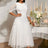 AOMEIDRESS White Lace Bridal Shower Outfit A Line Patchwork Mesh Skirt White / S