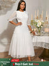 AOMEIDRESS White Lace Bridal Shower Outfit A Line Patchwork Mesh Skirt White / S