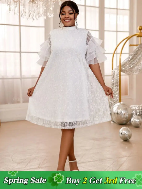 white loose lace dresses for women