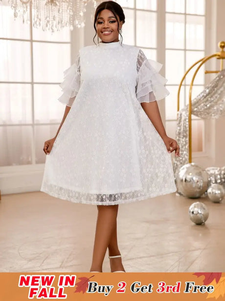 white loose lace dresses for women