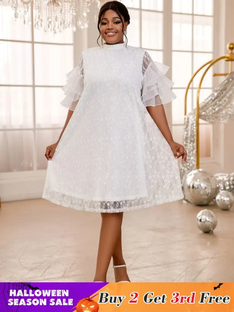 white loose lace dresses for women