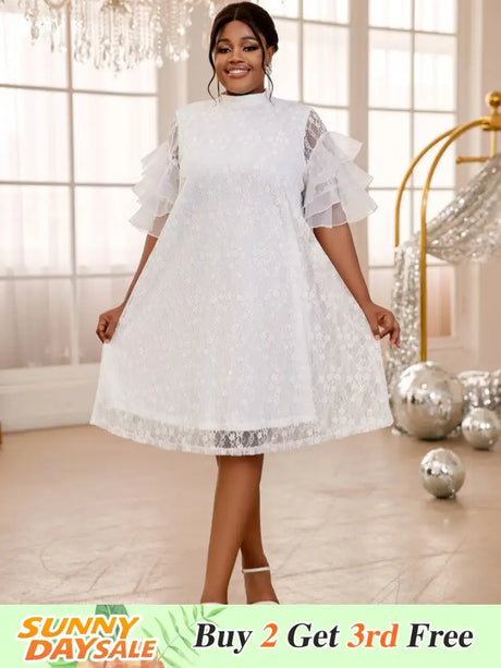 white loose lace dresses for women